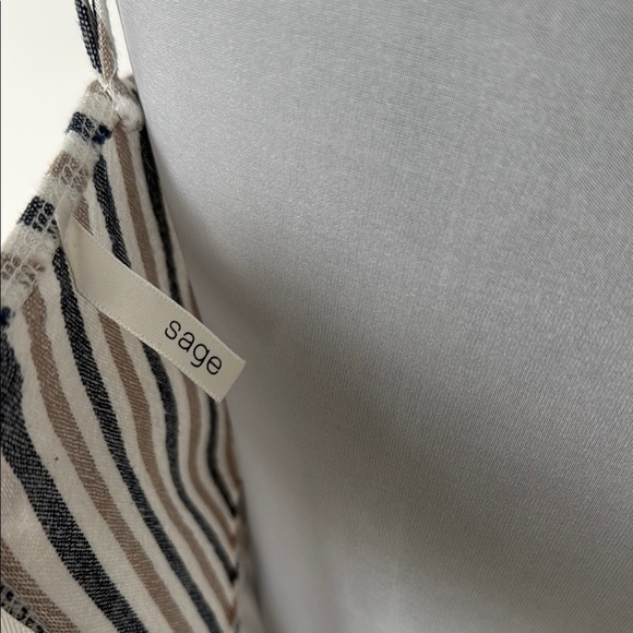 Sage Striped Faux Wrap Mini Dress in Blue and White Sz SM - Picture 7 of 8